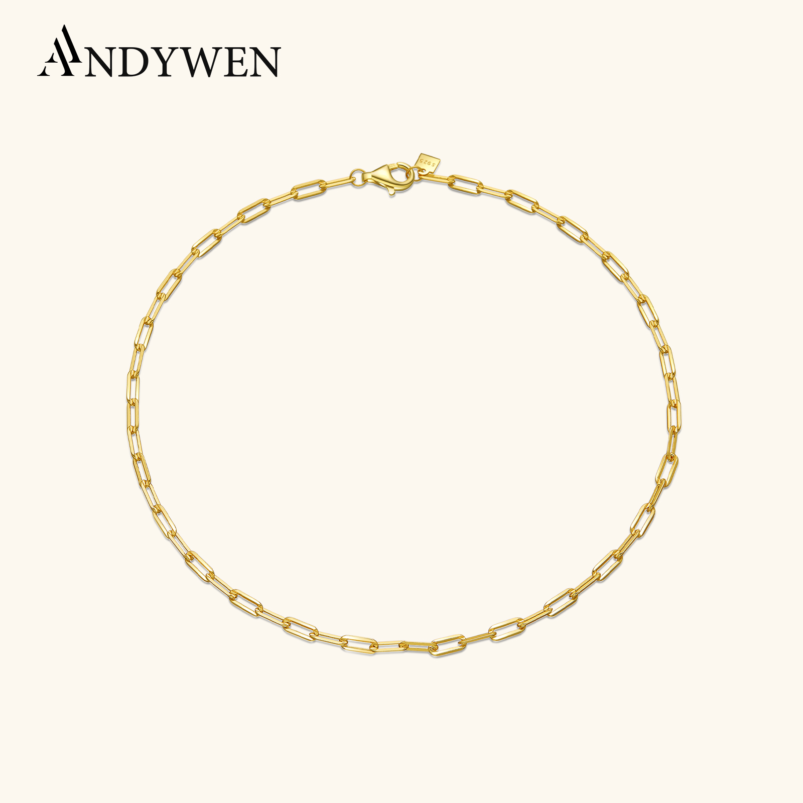 Anklet Foot Chain - ANDYWEN 925 Sterling Silver Gold Boyfriend