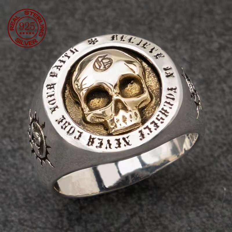 S925 Sterling Silver Fashion M - огляд і ціна Gothic Skull Ring