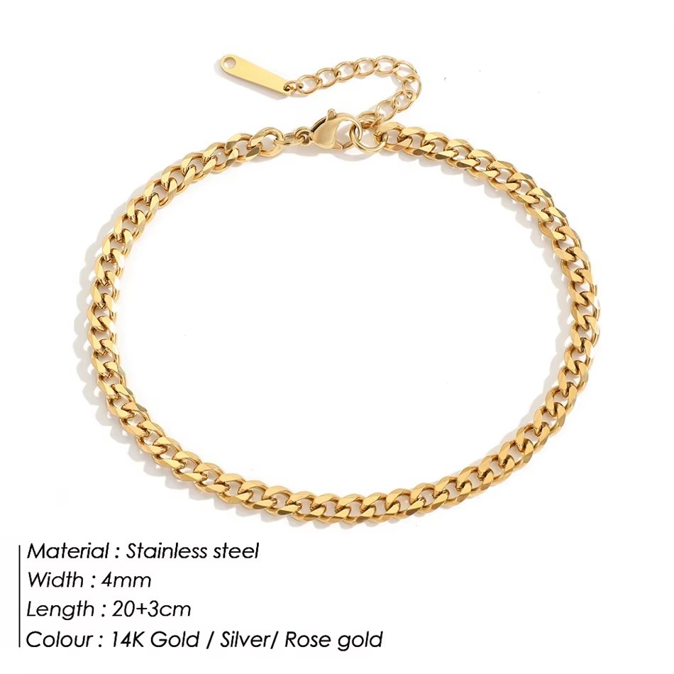 4MM Stainless Steel Simple Cub - огляд і ціна Anklet Foot Chain
